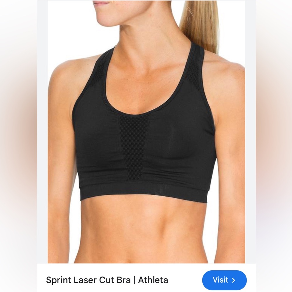 NWT Athleta Sprint laser cut Sports Bra medium black gap athletic wear